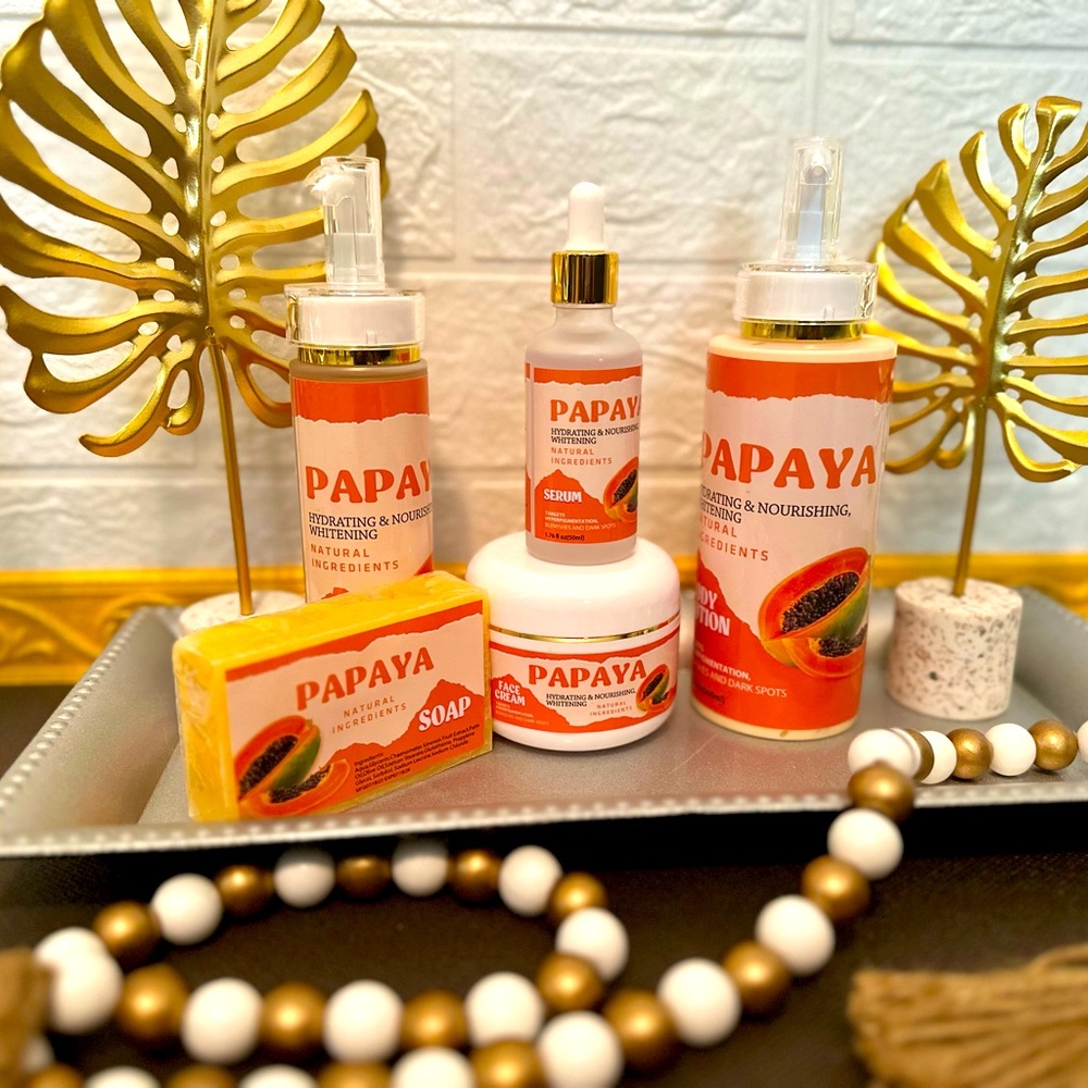 Papaya skincare kit brightening serum moisturizing face cream dark spot